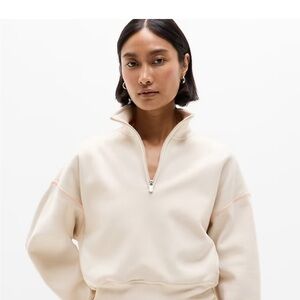 Athleta Cream Quarter-Zip Sweatshirt